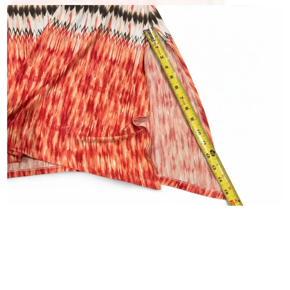 Chico's Bohemian Maxi Skirt  2 L/XL Abstract Ikat Print Handkerchief Hem Flowy